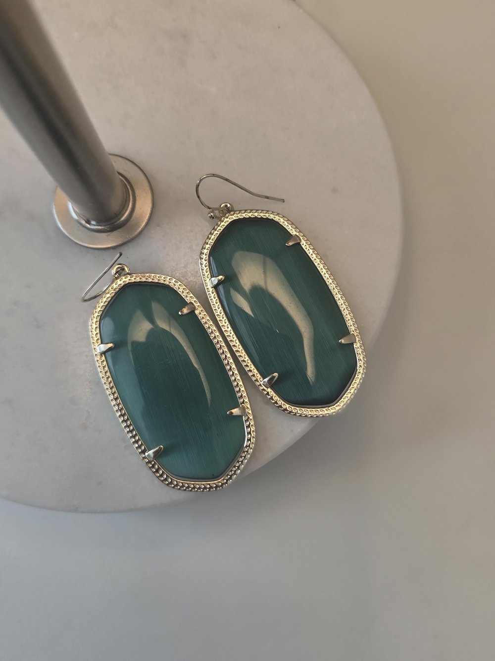 Kendra Scott Gold-Frame Emerald Green Drop Earrings - Women's Fashion Jewelry - Picture 2 of 4